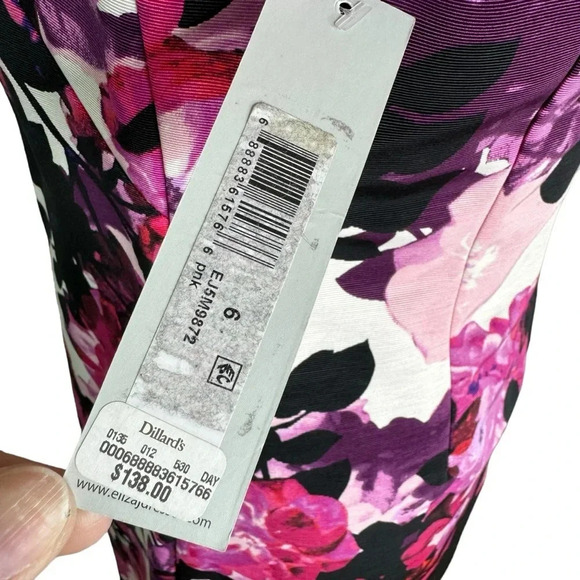 Eliza J Floral Print Faille Sleeveless Floral Sheath Dress Pink Size 6 NWT - Picture 8 of 10